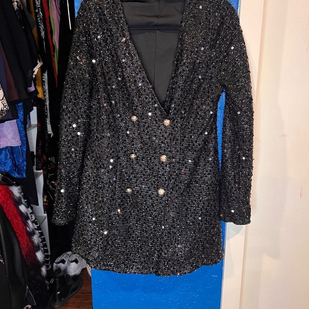 Elegant Black Sequin Women's Mini Dress